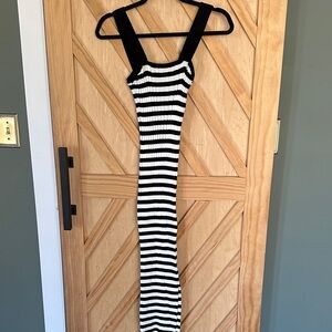 Striped Black and White Midi Dress